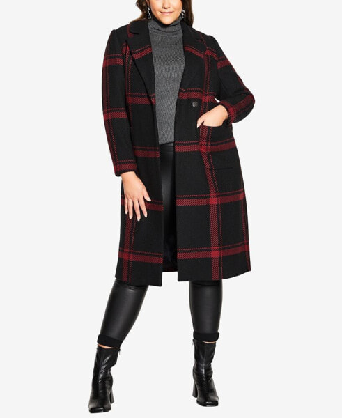 Trendy Plus Size Checkmate Coat