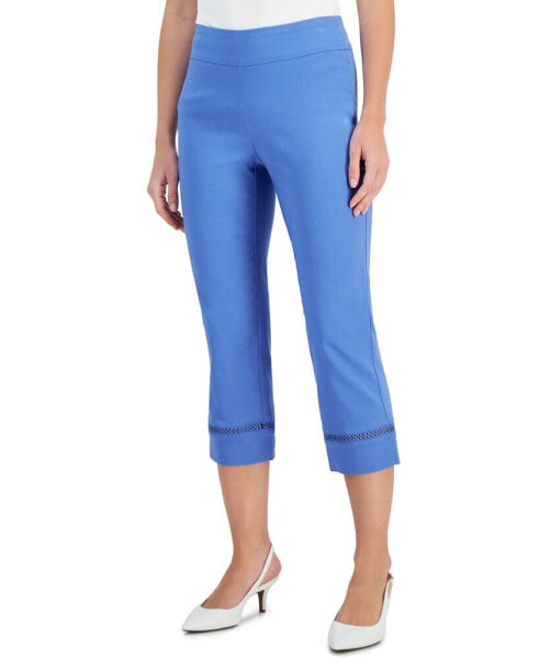 Women's Woven Lace-Trim Capri Pull-On Pants, Created for Macy's