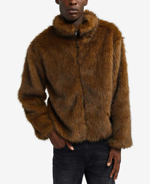 Men's Faux Fur Full Zip Jacket