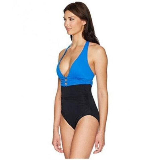 Ralph Lauren Glamour (Black/Blue) Cocktail Halter One-Piece Swimsuit Size 16