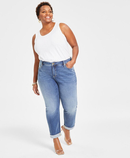 Slim Tech Rolled-Cuff Boyfriend Jeans, Created for Macy's