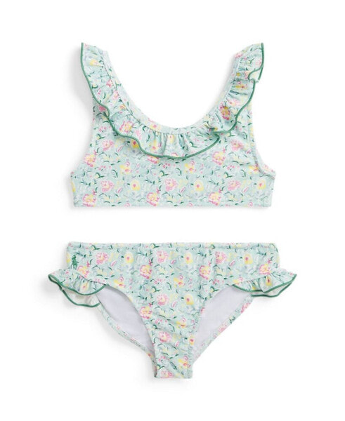 Toddler and Little Girls Floral Ruffled Two-Piece Swimsuit