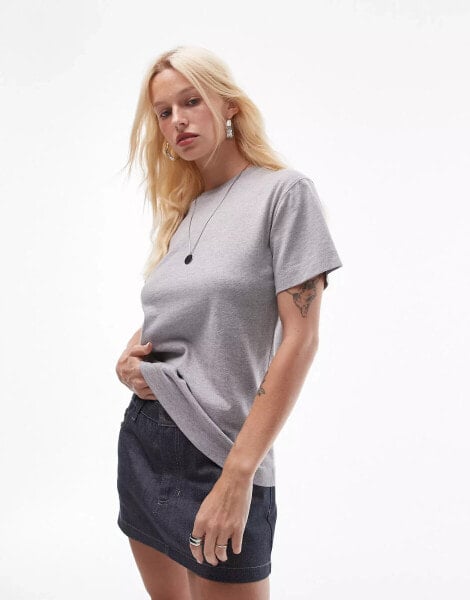 Topshop shrunken tee in grey marl