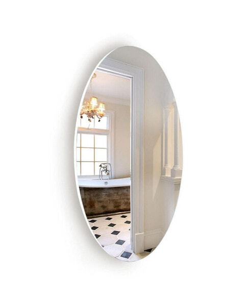 Frameless Beveled Wall Mounted Bathroom Mirror, Hd Makeup Mirror, 25 Round Mirror