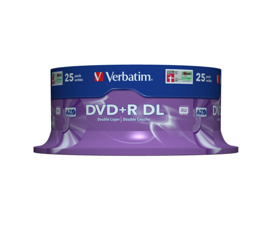 Verbatim DVD+R Double Layer 8x Matt Silver 25pk Spindle - DVD+R DL - 120 mm - Spindle - 25 pc(s) - 8.5 GB