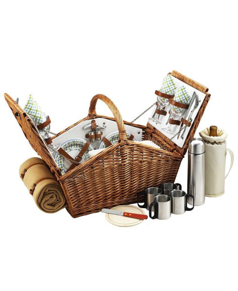 Huntsman English-Style Picnic, Coffee Basket for 4 with Blanket