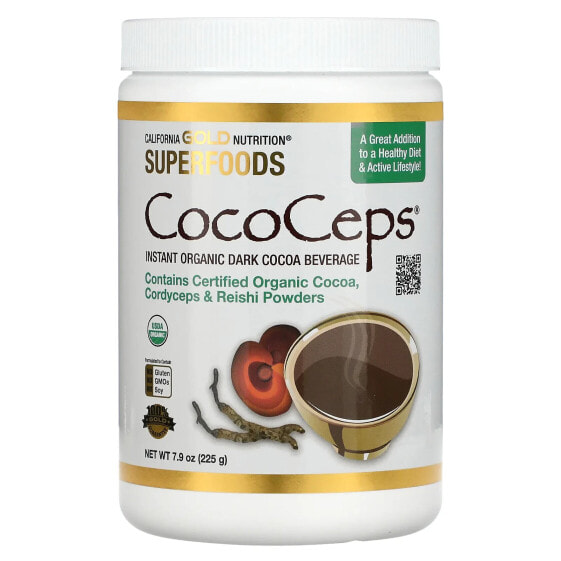 California Gold Nutrition, CocoCeps, SUPERFOODS, органическое какао, кордицепс и рейши, 225 г (7,93 унции)