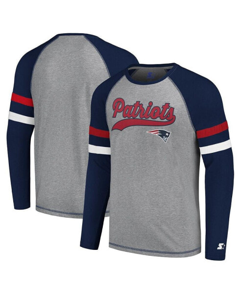 Men's Gray, Navy New England Patriots Kickoff Raglan Long Sleeve T-shirt