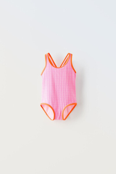 2-6 years/ contrast gingham swimsuit