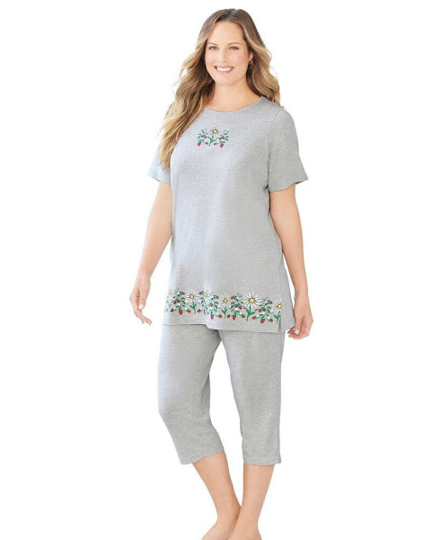 Plus Size Knit Capri Sleep Set