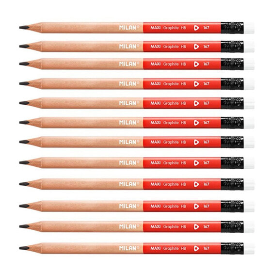 MILAN Graphite Pencils With Rubber 3.5 mm 12 Units