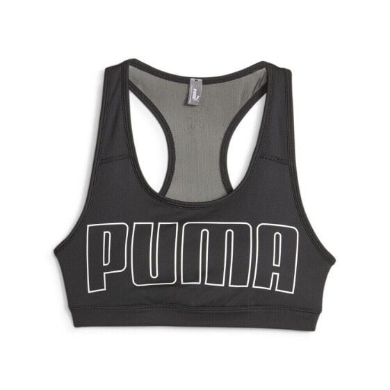 Puma Mid Impact 4Keeps Graphic Sport Bra Womens Black Casual 52441801