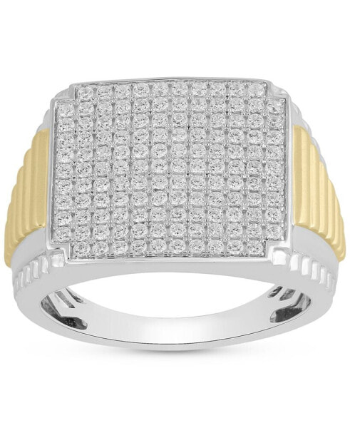 Кольцо Macy's Diamond Pavé Cluster Silver & Gold
