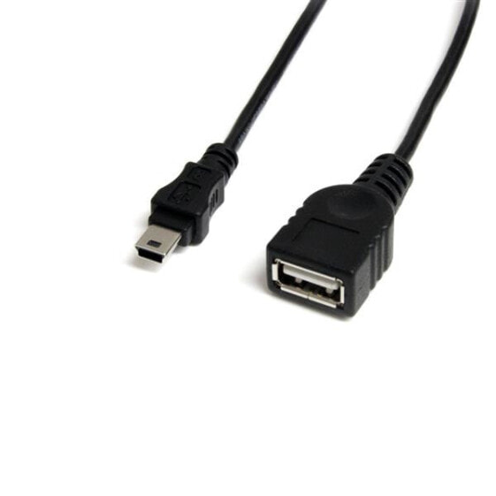 StarTech.com 1 ft Mini USB 2.0 Cable - USB A to Mini B F/M - 0.3 m - USB A - Mini-USB B - Male/Female - 480 Mbit/s - Black