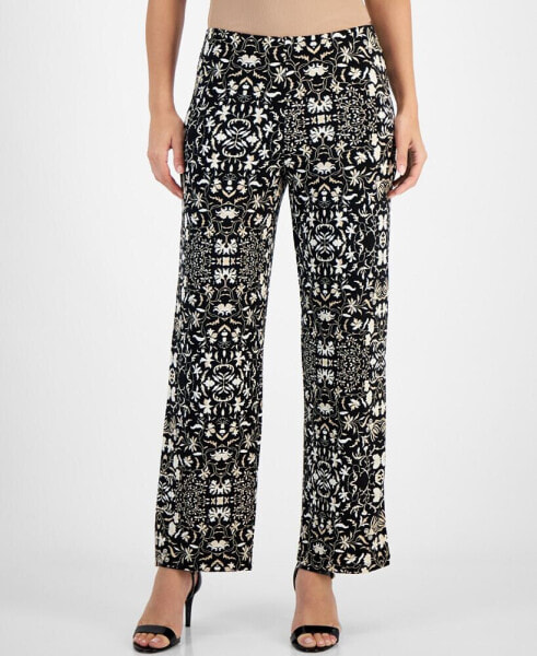 Women's Trellis-Print Pull-On Pants, Created for Macy's