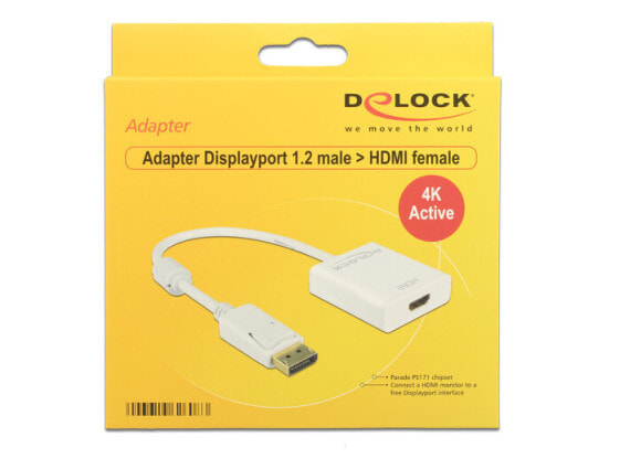 Delock 62608 - 0.2 m - DisplayPort - HDMI Type A (Standard) - Male - Female - Gold