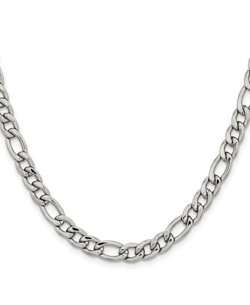 Stainless Steel Polished 6.75mm Figaro Chain Necklace