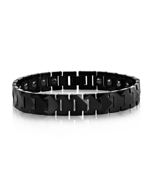 Polished Puzzle Magnetic Link Tungsten Bracelet