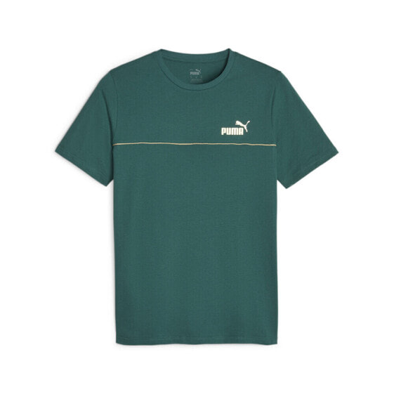 Puma Essentials Minimal Gold Logo Crew Neck Short Sleeve T-Shirt Mens Green Casu