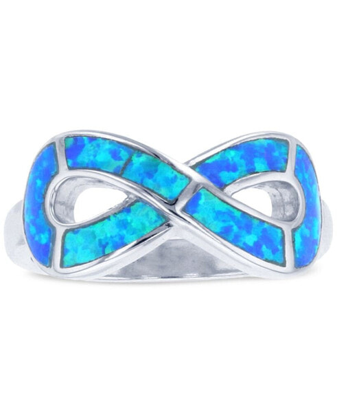 Lab-Grown Opal Inlay Infinity Ring in Sterling Silver