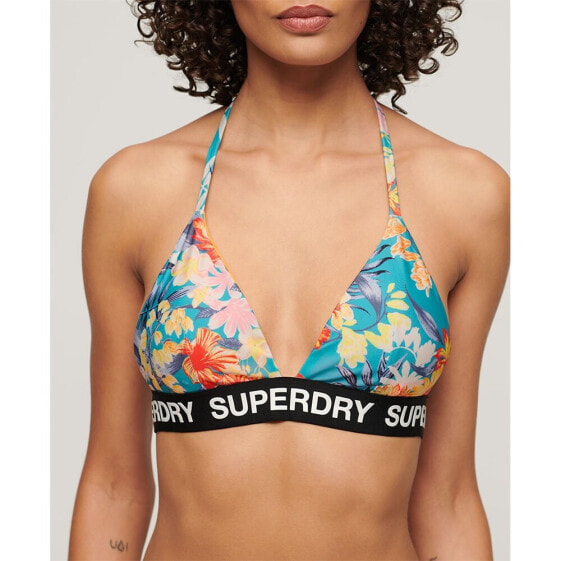 Бикини треугольное Superdry с логотипом Модель Bali Blue Anemone