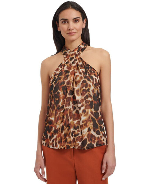 Women's Printed Crisscross Halter Top