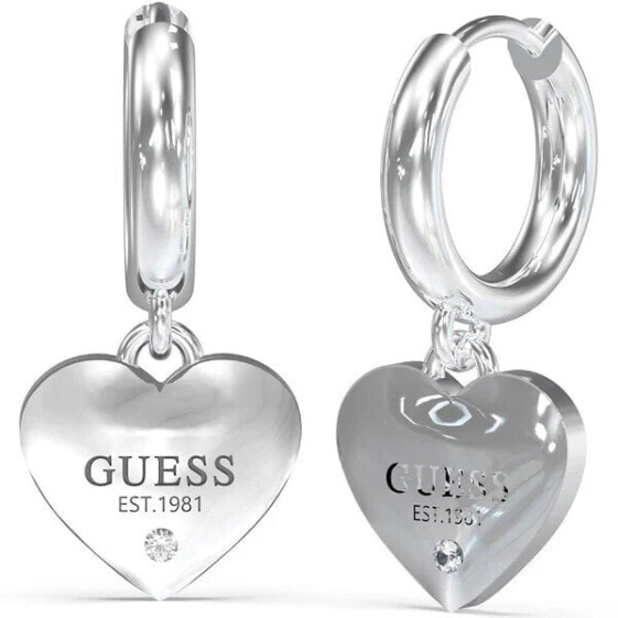 Серьги Guess Huggie Me Steel Heart Hoop