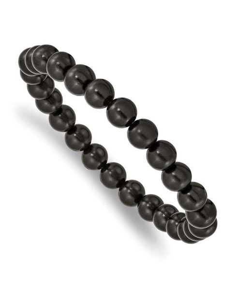 8mm Black Wood Beaded Stretch Bracelet