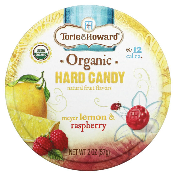 Torie & Howard, органические леденцы, лимон Мейера и малина, 57 г (2 унции)
