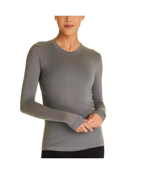 Adult Women Washable Cashmere Blend Long Sleeve Crew Neck Top