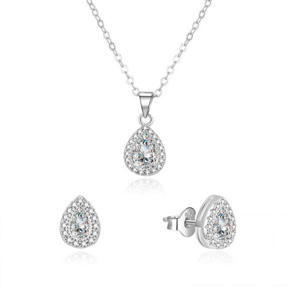 Dazzling jewelry set with zircons AGSET188R (necklace, earrings)