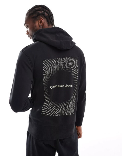 Calvin Klein Jeans graphic back print hoodie in black