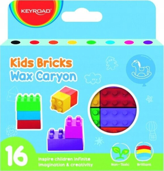 PBS Connect Kredki woskowe KEYROAD Kids Bricks, w kształcie klocków, 16 szt., pudełko