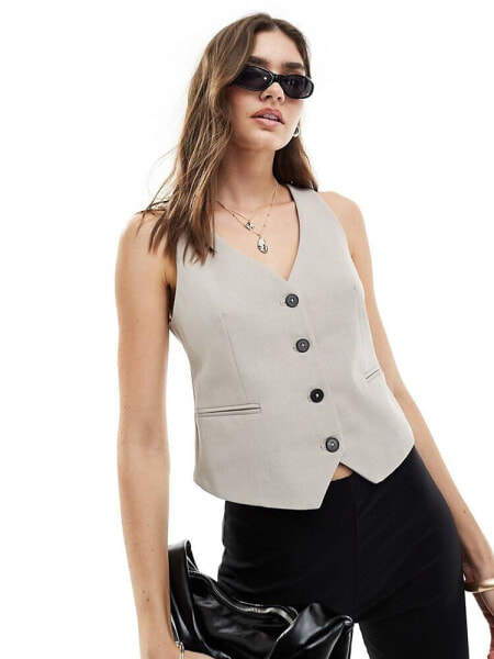 Stradivarius tailored waistcoat in grey 