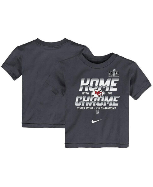 Toddler Boys and Girls Anthracite Kansas City Chiefs Super Bowl LVIII Champions Parade T-shirt