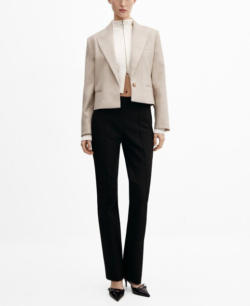 Women's Button Detail Cropped Blazer