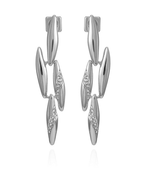 Silver-Tone Glass Stone Chandelier Drop Earrings