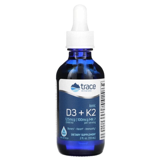 Trace Minerals ®, Ионные D3 + K2`` 59 мл (2 жидк. Унции)