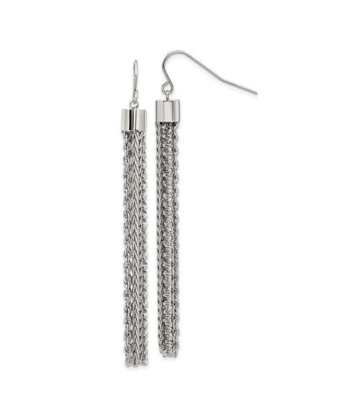 Stainless Steel Polished Multi Strand Chain Dangle Earrings