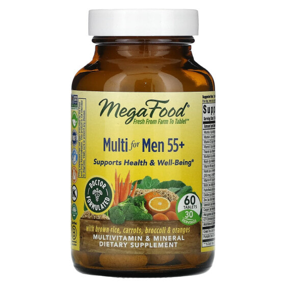 MegaFood, Multi for Men 55+, комплекс витаминов и микроэлементов для мужчин старше 55 лет, 120 таблеток