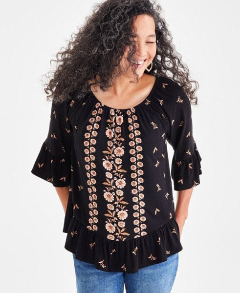 Women's Printed On-Off Knit Top, Created for Macy's