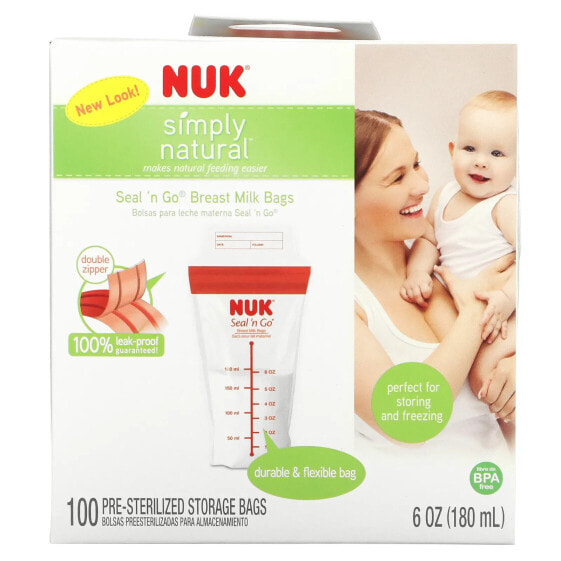 Пакеты для хранения грудного молока NUK Seal 'n Go, 100 шт., 180 мл