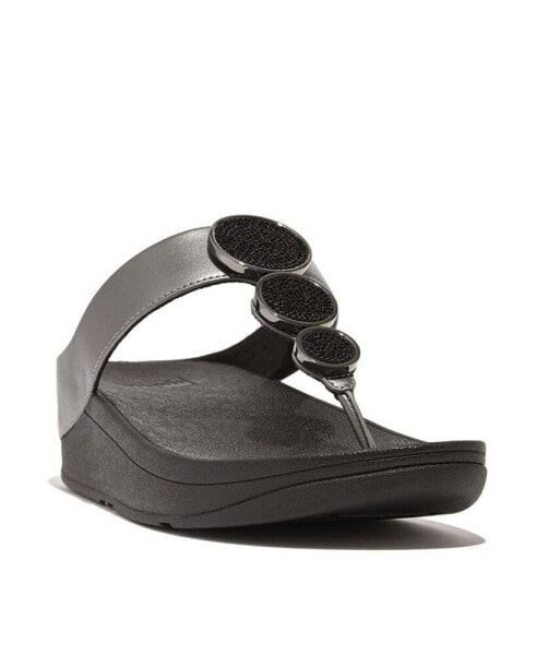 Women's Halo Bead-Circle Metallic Toe-Post Sandals