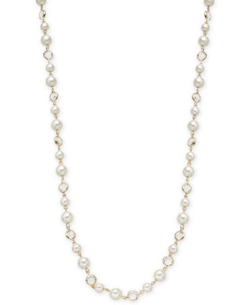 Crystal & Imitation Pearl Strand Necklace, 42" + 2" extender, Created for Macy's