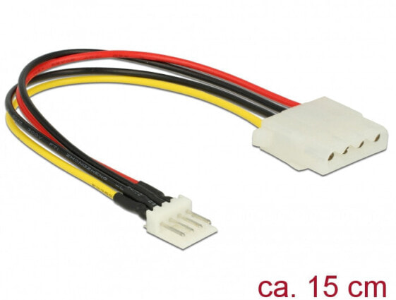 Delock 85456 - 0.15 m - Floppy (4-pin) - Molex (4-pin) - Male - Female - Black - Red - White - Yellow