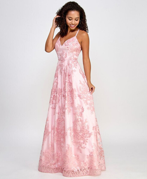 Juniors' Embellished Sweetheart-Neck Gown, Created for Macy's