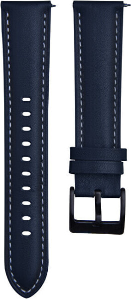 Leather strap with stitching - Blue