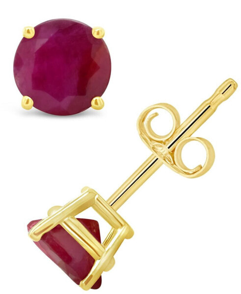 Ruby (1-1/5 ct. t.w.) Stud Earrings in 14K White Gold. Also Available in 14K Yellow Gold