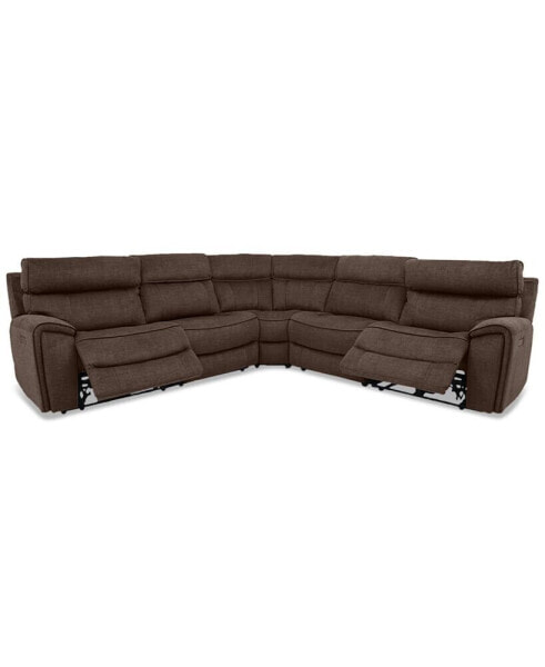 Hutchenson 5-Pc. Fabric Sectional with 2 Power Recliners and Power Headrests