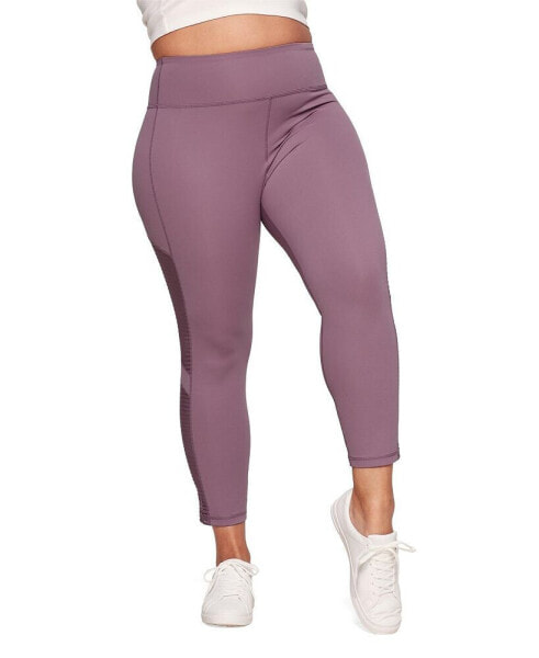 Plus Size Cali Active 7/8 Legging With Striped Mesh